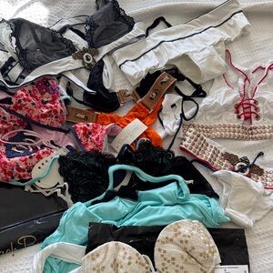 Fabric lot of beach, bunny, bikinis, tops, bottoms, coverups, vintage old older